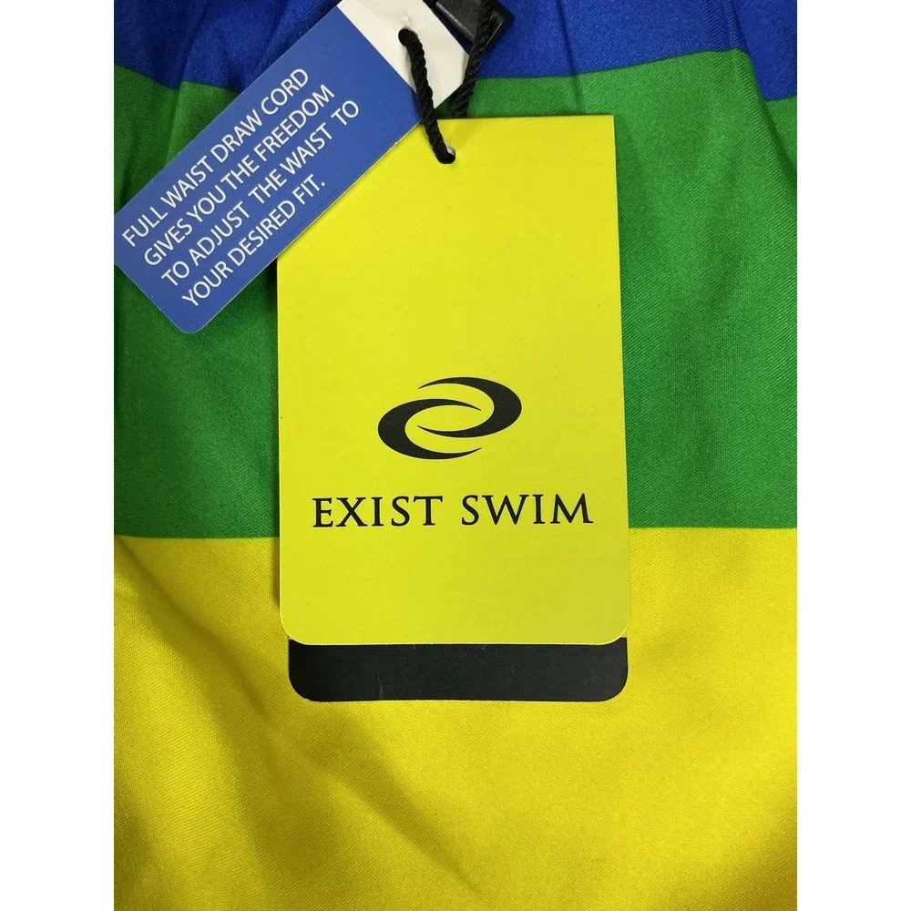 Exist Swim Men's Pride Rainbow Striped Swim Trunks Board Shorts XXL NWT